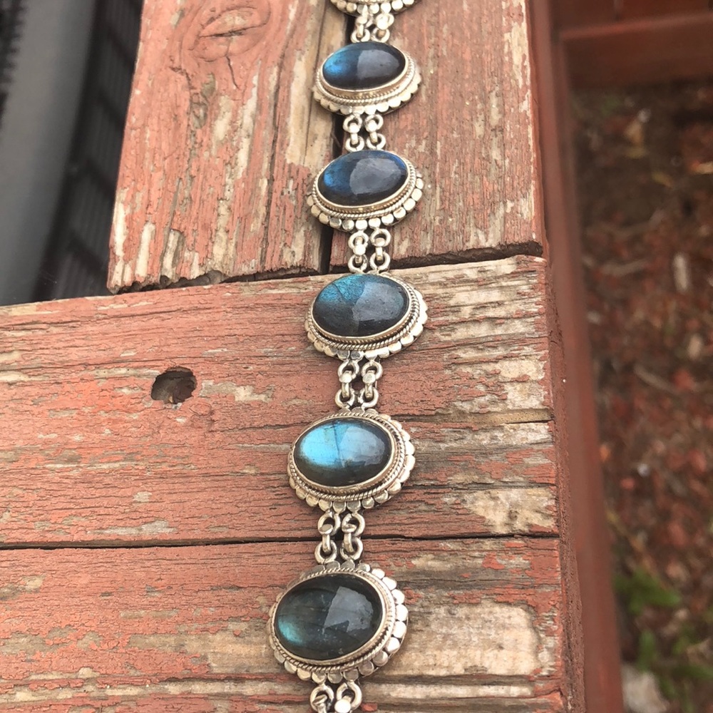 Sterling silver labradorite gemstone bracelets